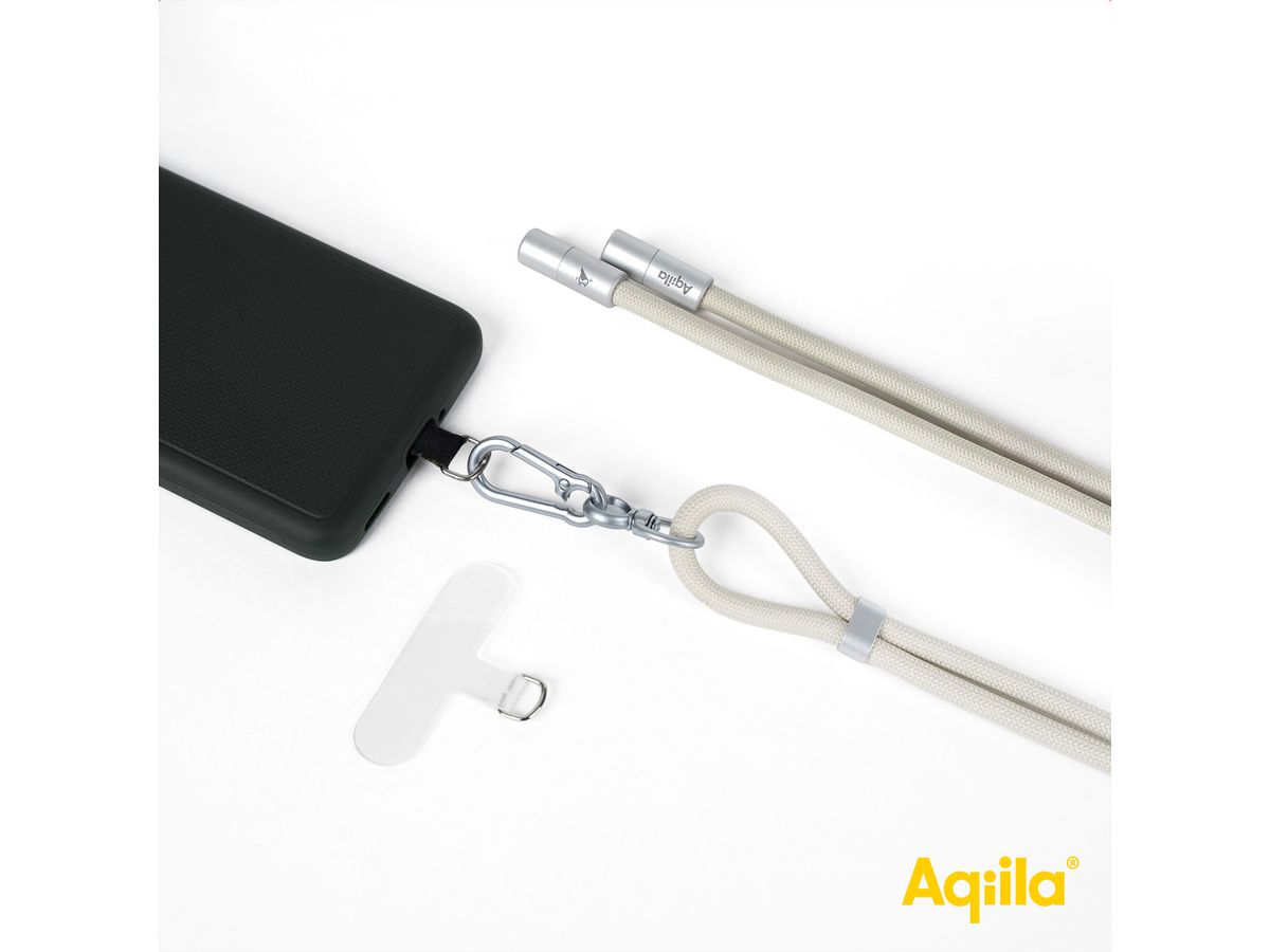 Aqiila Lanyard Lade- & Synckabel CC2, 60W, Typ C zu Typ C, Sand