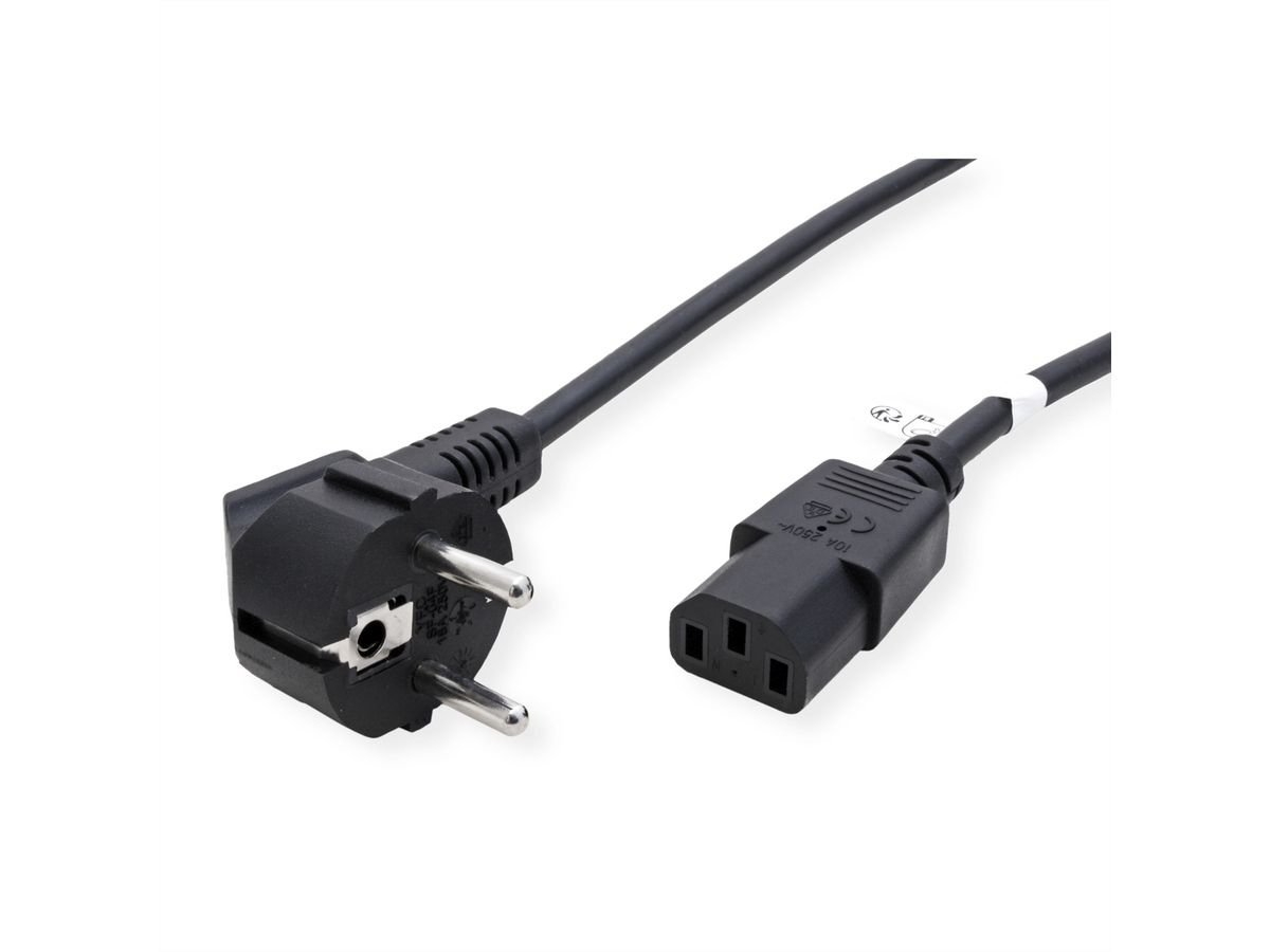 ROLINE GREEN Câble d'alimentation IEC droit, noir, 0,8 m