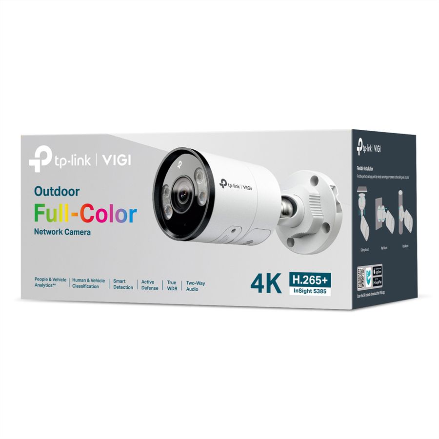 TP-Link InSight S385(4mm) Caméra Bullet 8 MP, 91.5°, IR-LED 30m