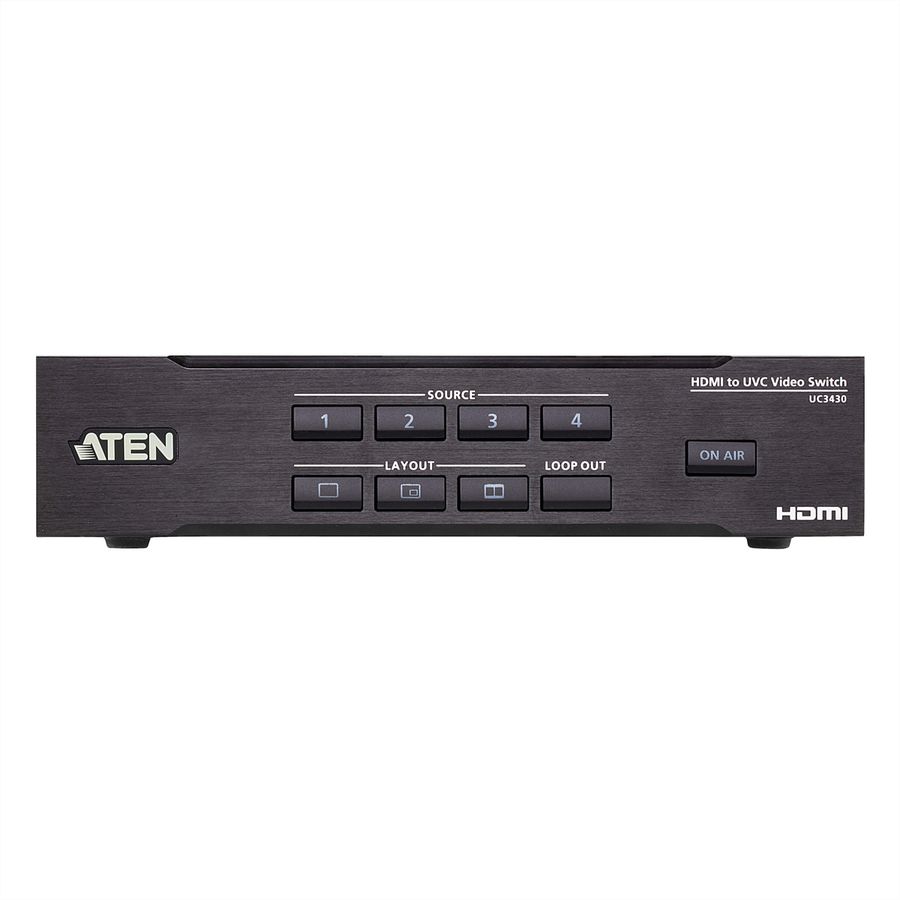 ATEN UC3430 CAMLIVE PRO 4K HDMI-zu-USB-Videokreuzschiene mit 4 Eingängen