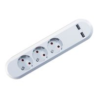 BACHMANN SMART Steckdosenleiste 3x Schutzkontakt, 2x USB Charger 5VDC 3,1 A, weiß