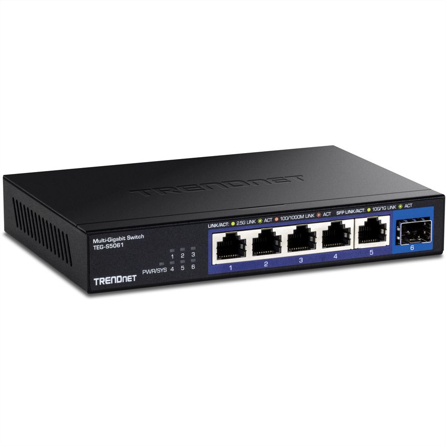 TRENDnet TEG-S5061 Switch 2,5G à 6 ports non administrable, avec ports SFP+ 10G