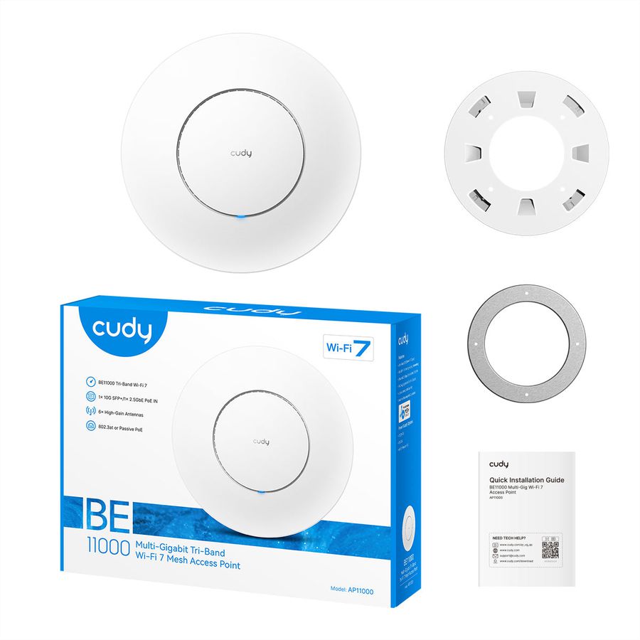 CUDY AP11000 BE11000 Point d'accès Wi-Fi 7 tri-bande 2,5 G avec SFP+ 10 G