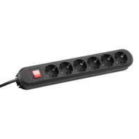 BACHMANN Prise multiple, 6x avec interrupteur, noir, 5 m