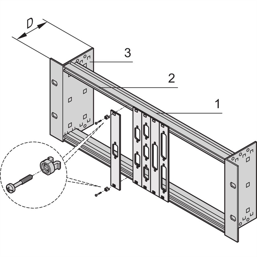 Support de module 19" SCHROFF sans décharge de traction