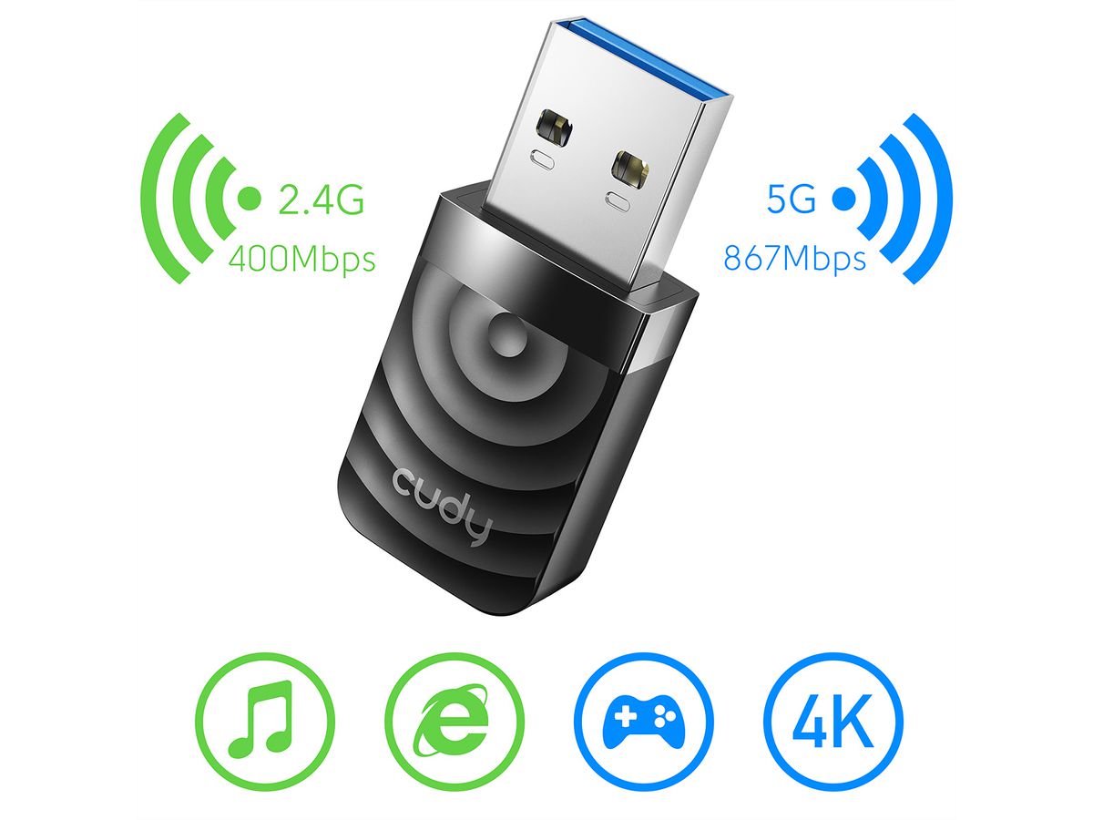 CUDY WU1300S AC1300 Wi-Fi Adapter USB 3.0