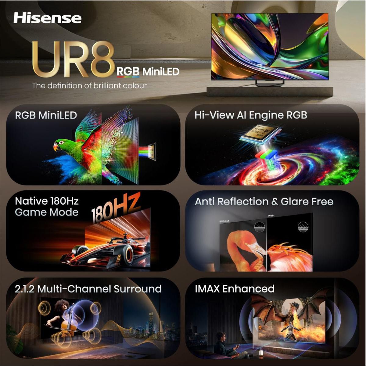 **Retoure**Hisense TV 55UR8DS 55", RGB Mini LED 4K, 180Hz, 2500 Nits