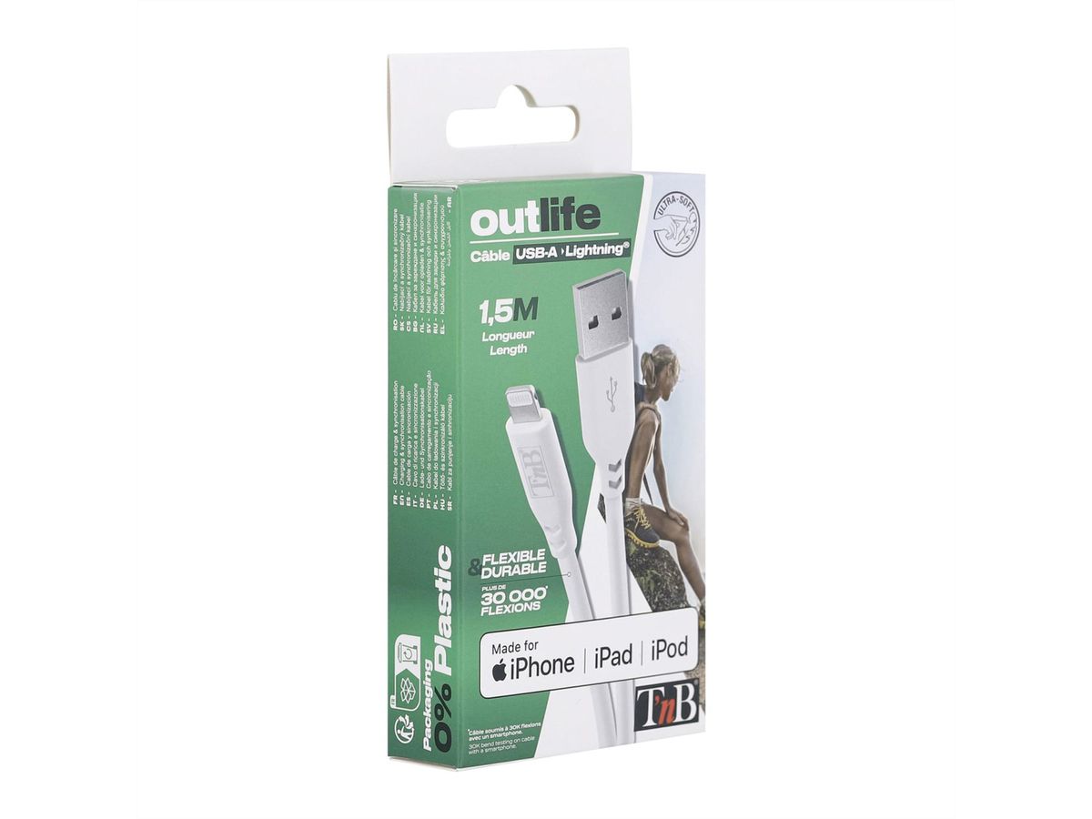 T'NB OLCBL150 USB/Lightning Kabel, Weiss, 1,5 Meter