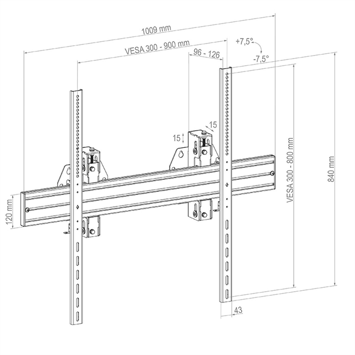 Hagor WH Synchron HD 75-110" Landscape, VESA max. 900x800, max. 150kg