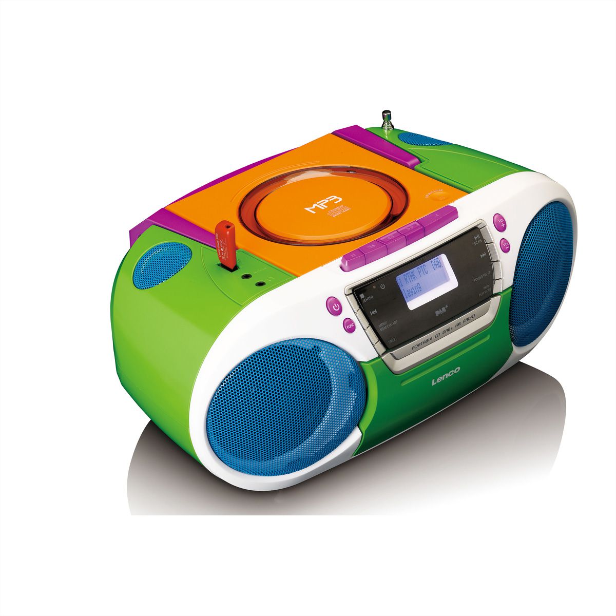 Radio portable lecteur cd et cassette enfants lenco multicolore