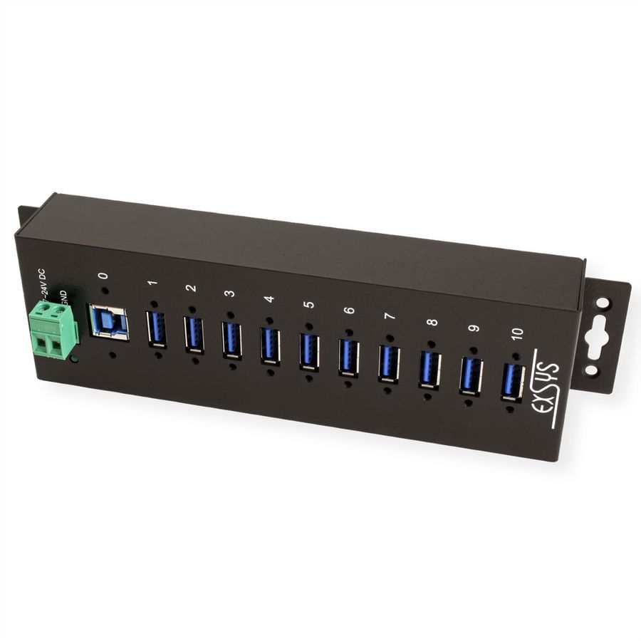 EXSYS EX-1110HMVS Hub à 10 ports USB 3.2,Gen1 protection de surtension et boîtier métal
