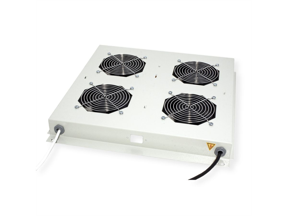 ROLINE 19" Unité de ventilation pour toit, 4 ventilateurs, thermostat, gris