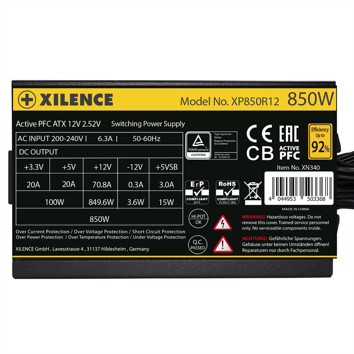 Xilence XP850R12 850W PC Netzteil, Meet 80+ Gold, Gaming, ATX