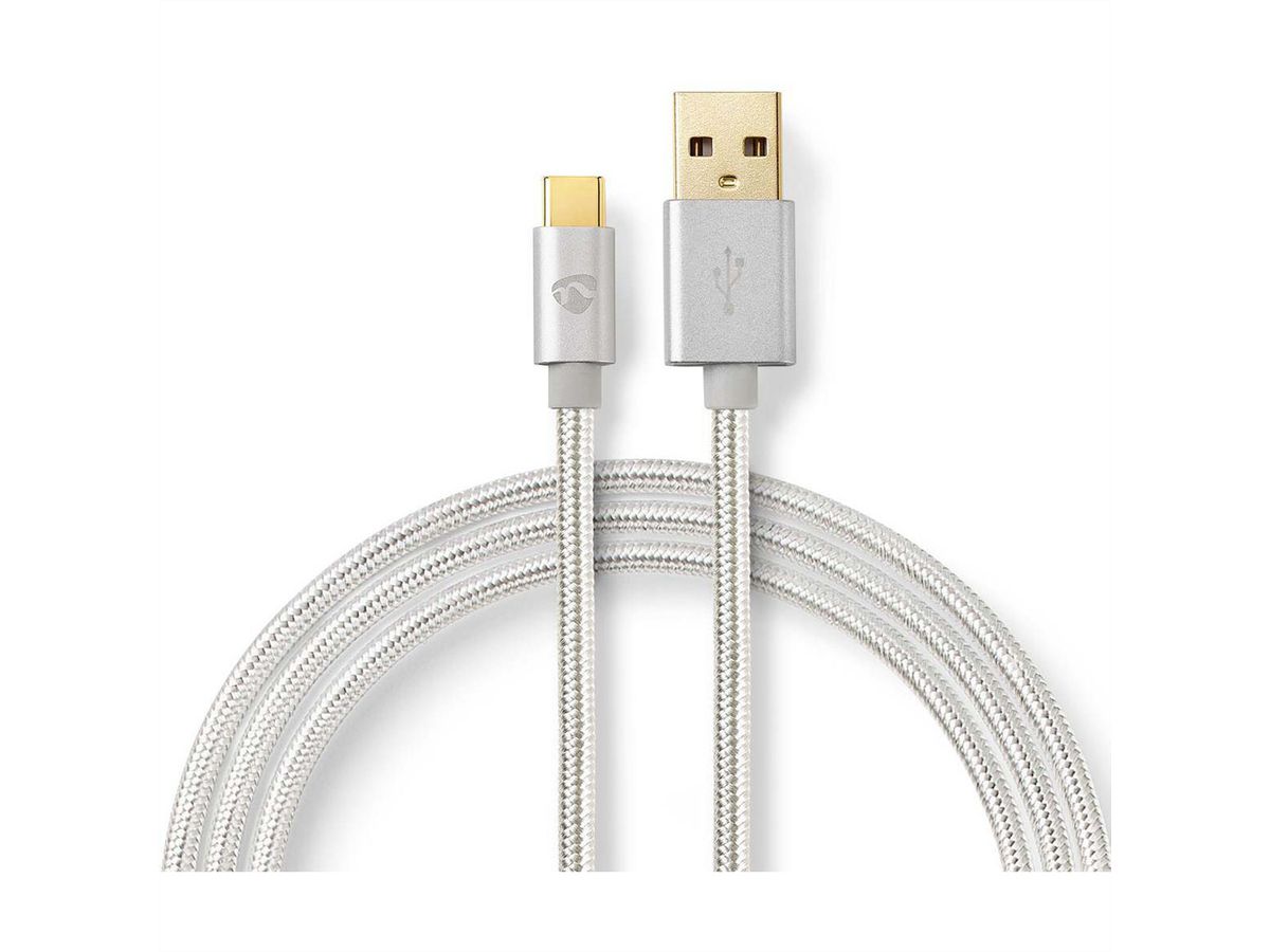 Nedis USB 2.0 Kabel, Typ C - Typ A, ST/ST, 15W, silber, 2m