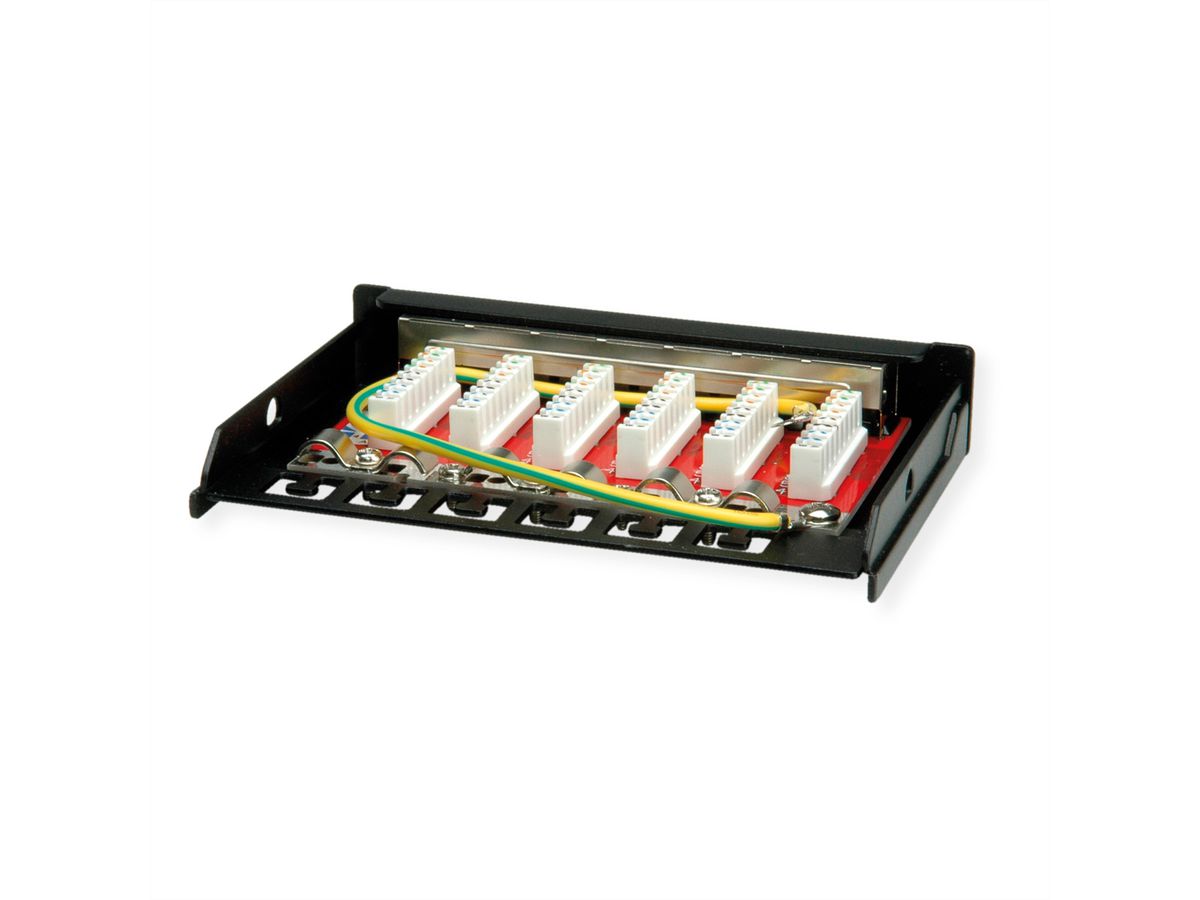 ROLINE Mini-Patchpanel, Cat.6A (Class EA), 6x RJ45, 0,5HE, geschirmt, schwarz