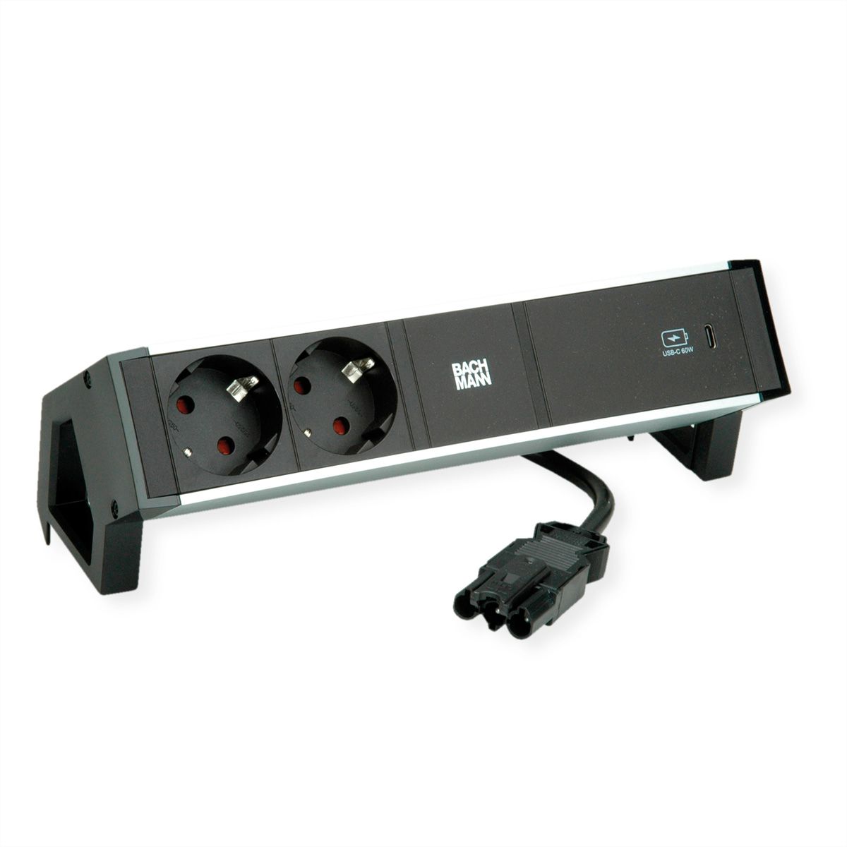 BACHMANN DESK2 ALU BLACK 2x contact de protection USBC