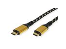 ROLINE GOLD USB4 Gen3x2 Kabel, C–C, ST/ST, 8K UHD-2, 40Gbit/s, 100W, schwarz / gold, 1 m