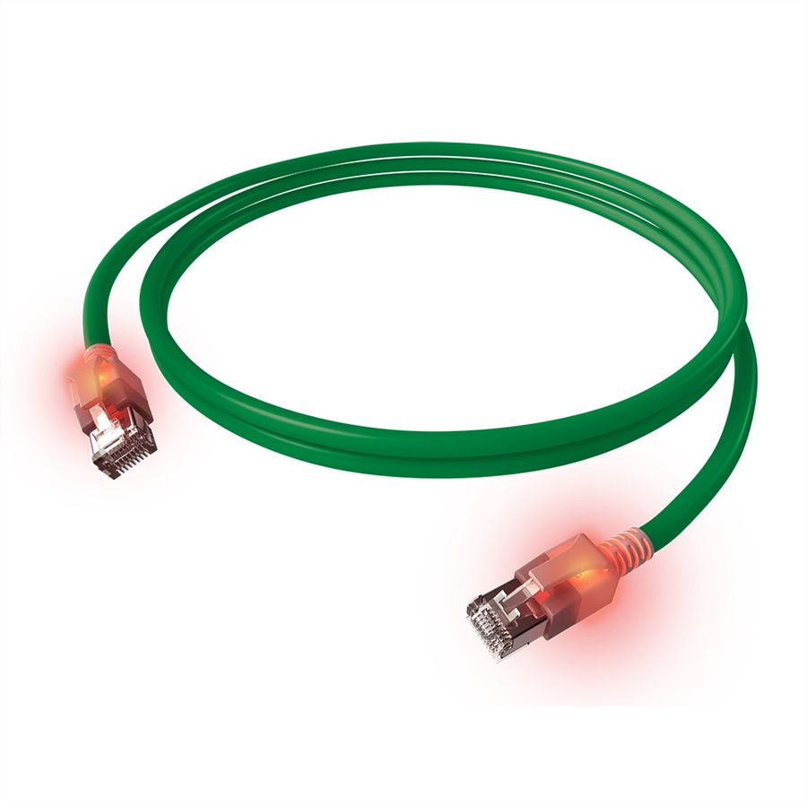 Cordon EasyLan DualBoot® LED Cat.6A (Classe EA) S/FTP, LSOH, vert, 2 m