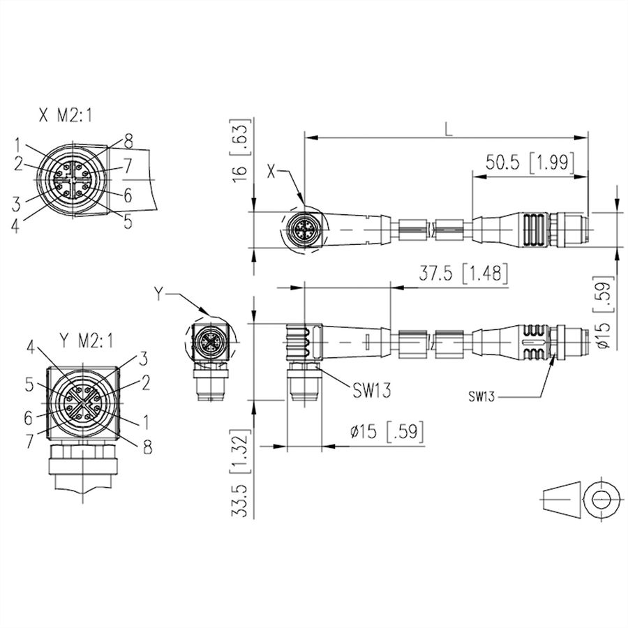 METZ CONNECT Câble Ethernet industriel M12 droit-coudé, codage X, 5 m