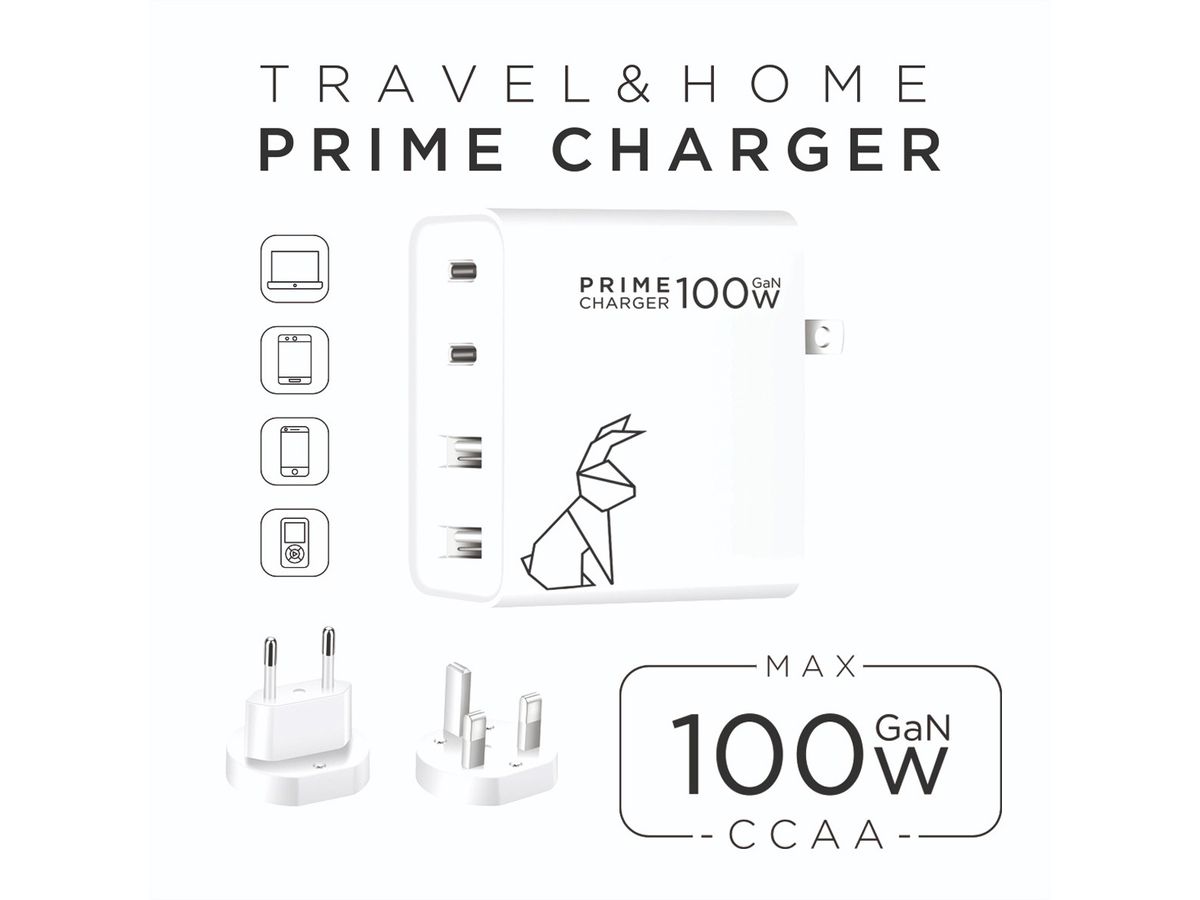 Rabbiter Power Home & Travel Prime Charger, 100W