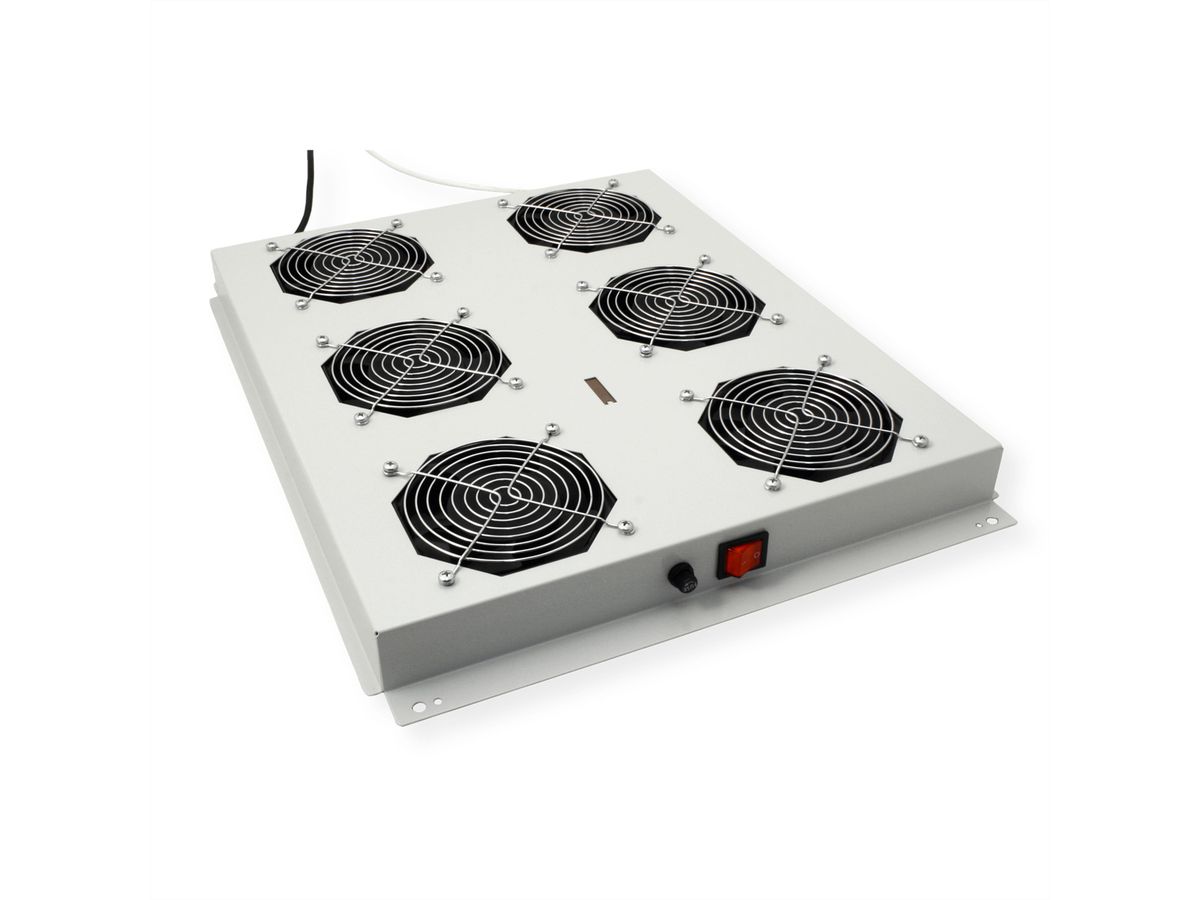 ROLINE 19-Zoll Dachlüftereinheit 6 Lüfter, Thermostat für Serverschrank grau