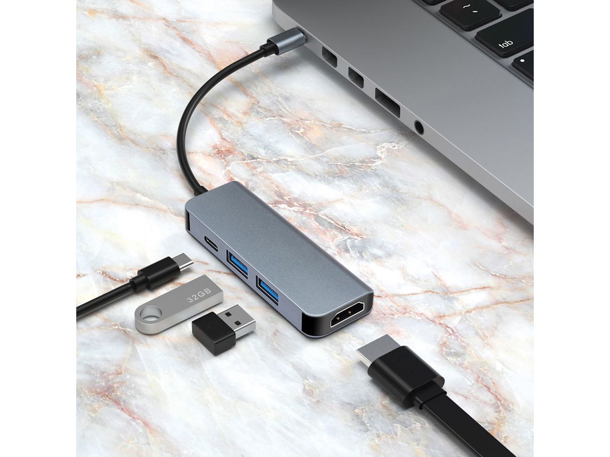 VALUE Station d'accueil USB type C, HDMI 4K, 2x USB type A + type C PD (Power Delivery)
