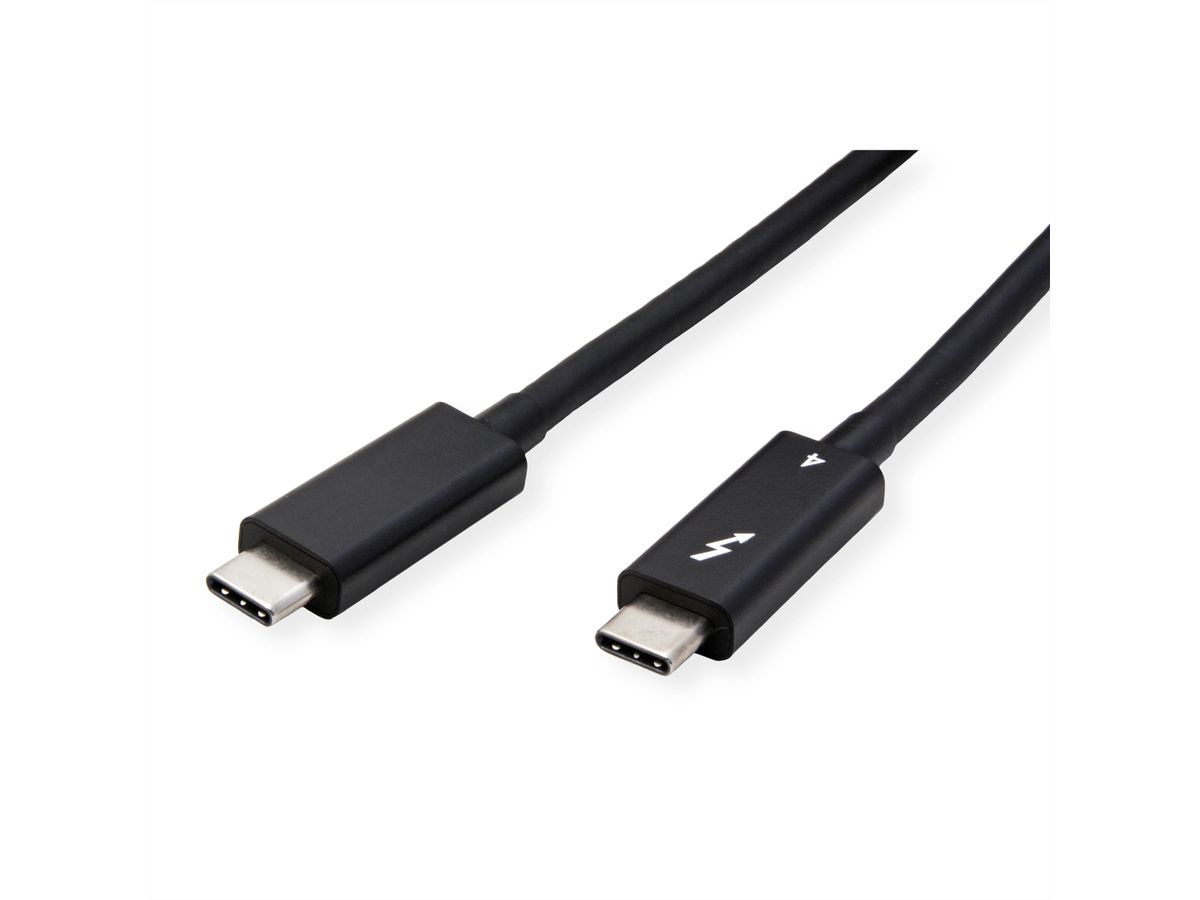 ROLINE Câble Thunderbolt™ 4 USB type C, M/M, 8K UHD-2, 40Gbit/s, 100W, actif, noir, 2 m