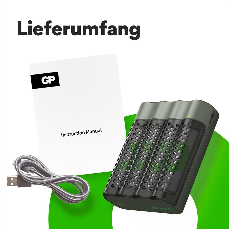 GP Batteries USB-Ladegerät GP M451, inkl. 4 x ReCyko AA 2600 mAh