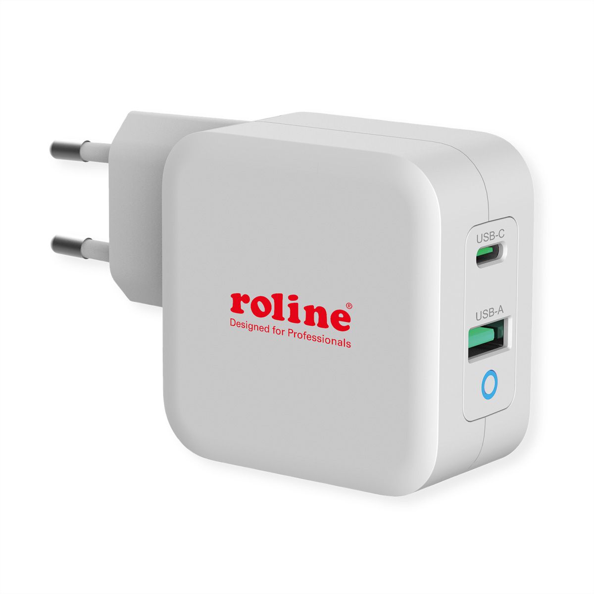 ROLINE Chargeur USB avec prise Euro, 2 ports, 1x QC3.0 + 1x C (PD