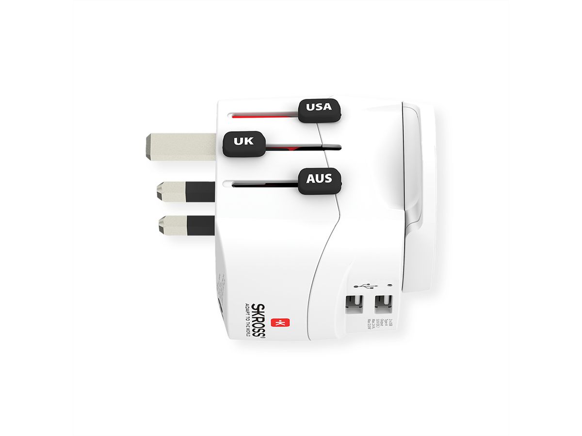 Skross PRO Light USB 2xA - World Reiseadapter, Weltweit
