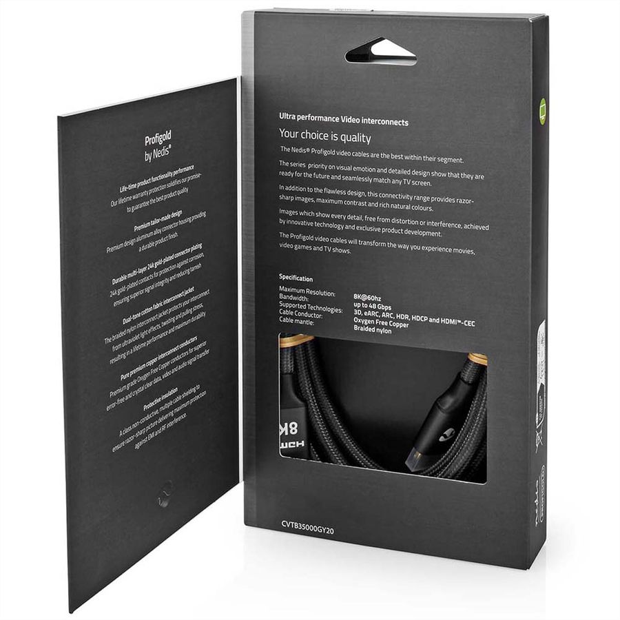 Nedis 8K HDMI Ultra HD Kabel, ST/ST, grau, 1m