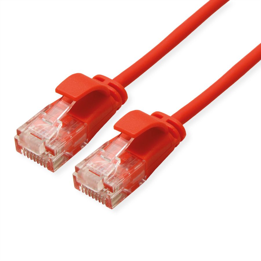 ROLINE Cordon Data Center UTP Cat.6A (Classe EA), LSOH, slim, rouge, 0,15 m