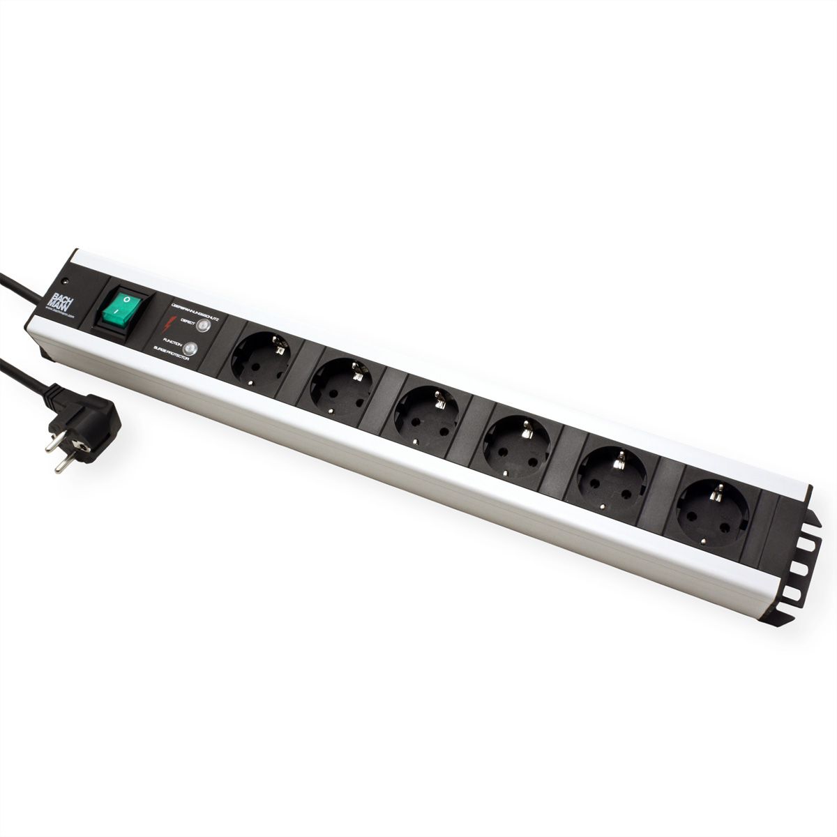 BACHMANN Multiprise 6x contact de protection, protection contre les surtensions, interrupteur