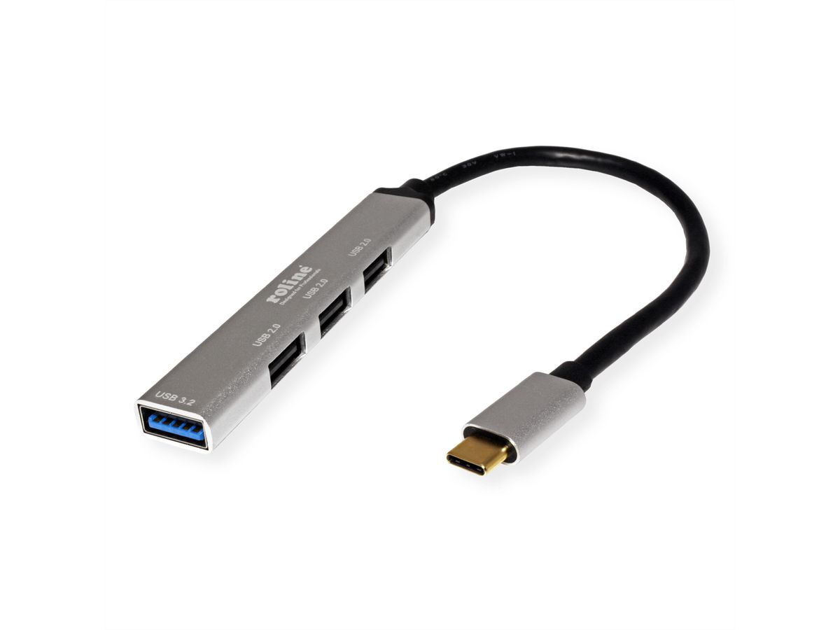 ROLINE Hub USB 3.2 Gen 1, 4 ports, câble de connexion type C