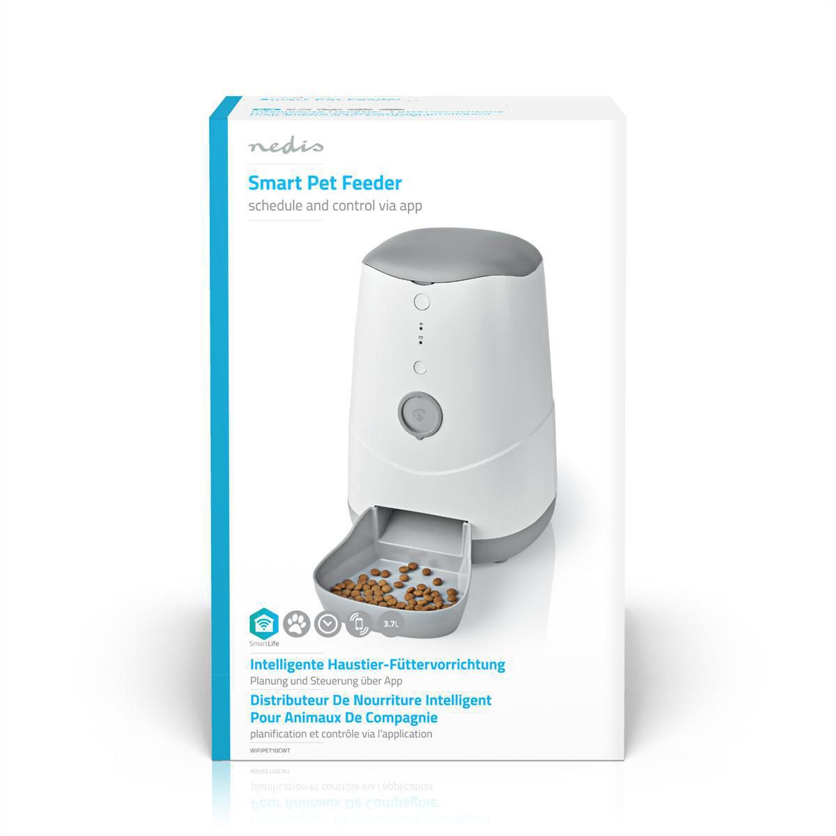 Nedis SmartLife Futterspender Wi-Fi 3.7 l für Hunde und Katzen, Android™ / IOS, Weiss,Grau