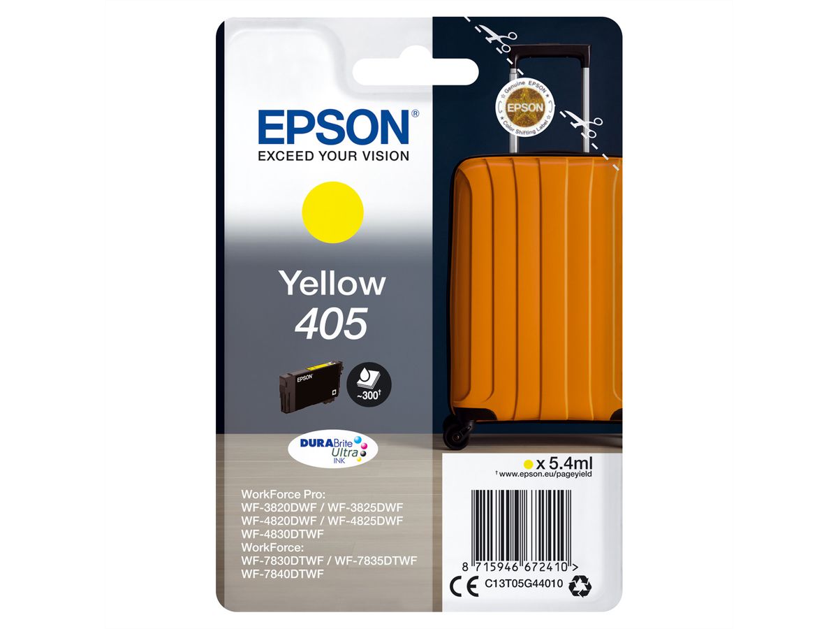EPSONC13T05G44010, 405, Cartouche, jaune, pour EPSON WorkForce WF-3820, WF-4820, WF-7830