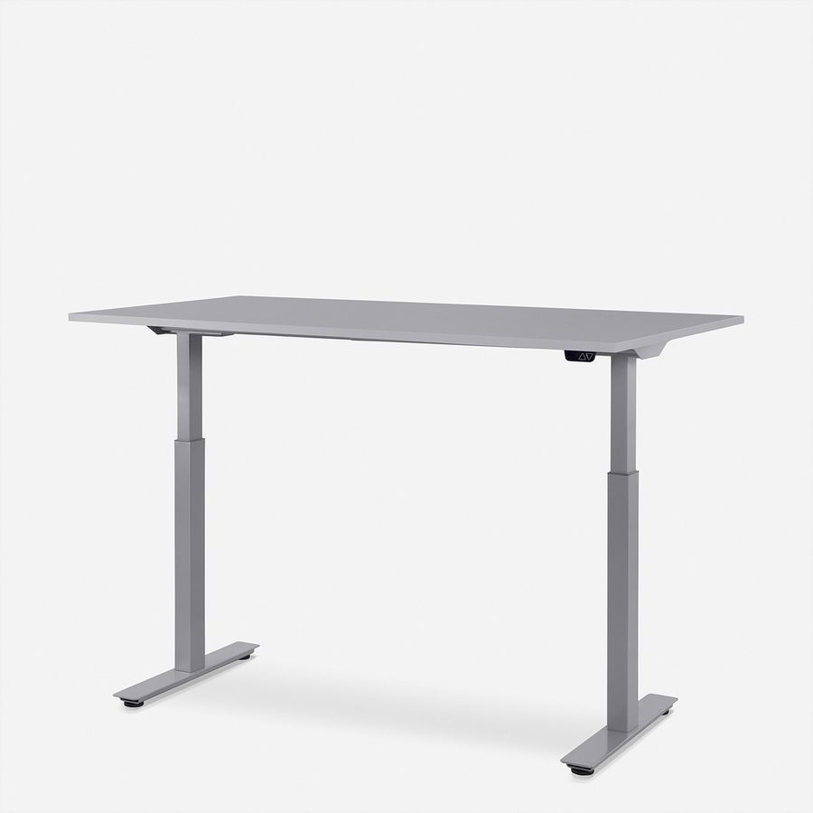 WRK21 Schreibtisch Smart 100 x 60 cm, Höhenverstellbar, Grau Uni / Grau