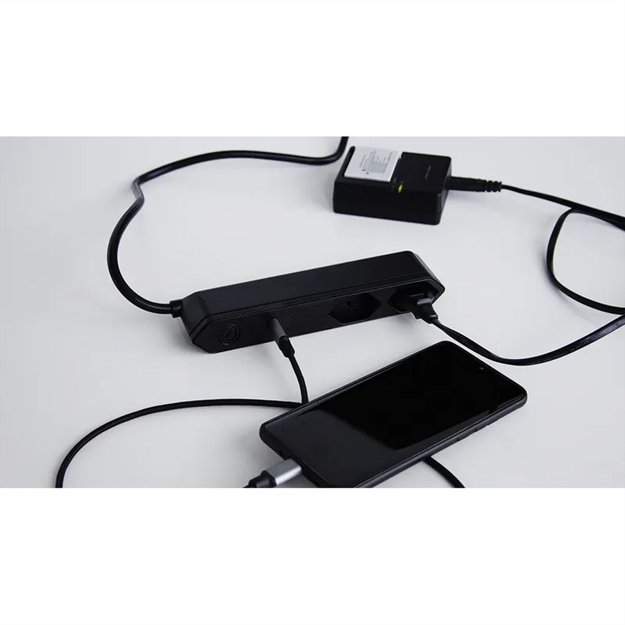 Steffen Bloc multiprises de bureau Alu Desk, 2x T13 + 1xUSB-C PD 18W, noir, 1.5m