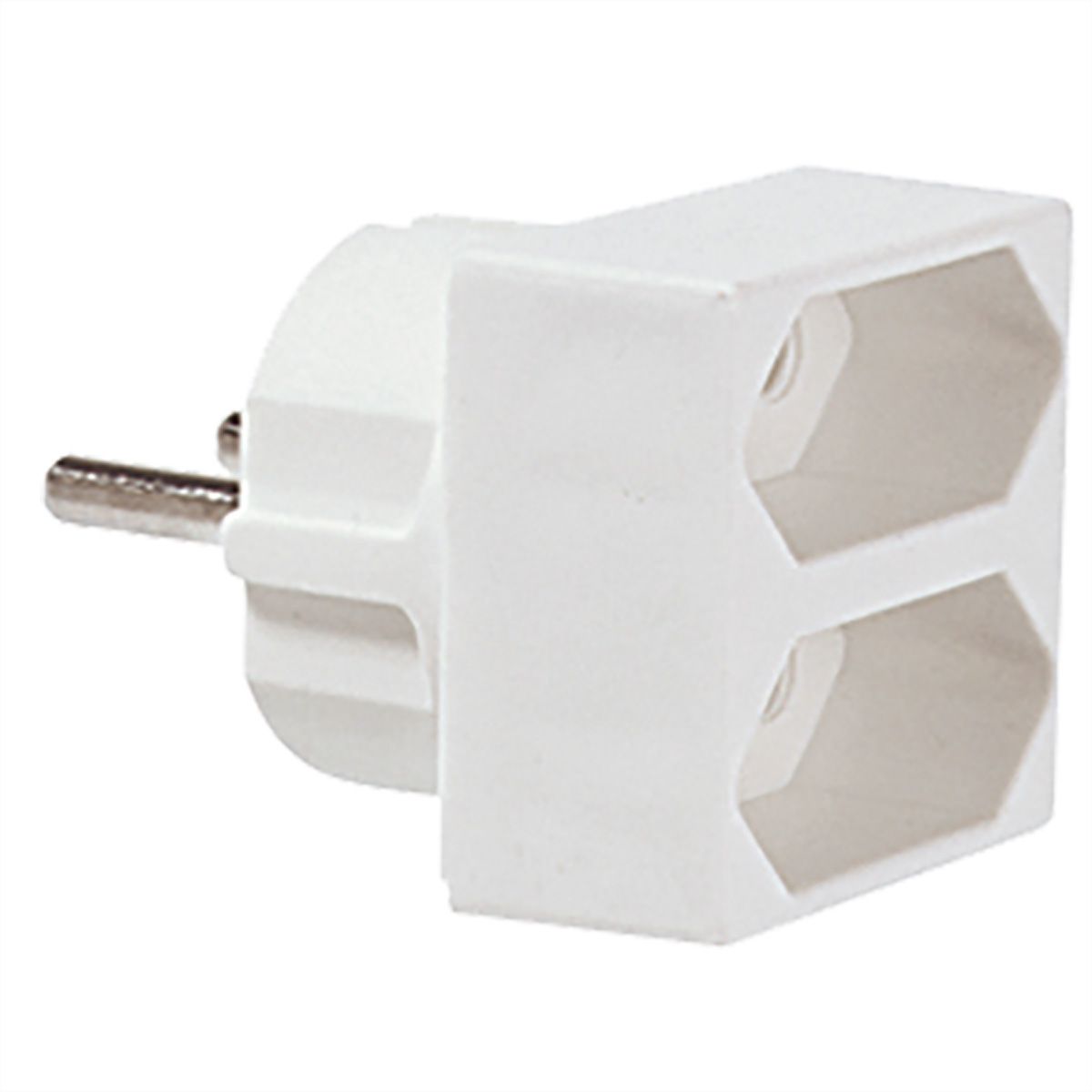 BACHMANN Euro-Doppelstecker, 1x Schutzkontakt-Stecker, 2x Euro-Buchse