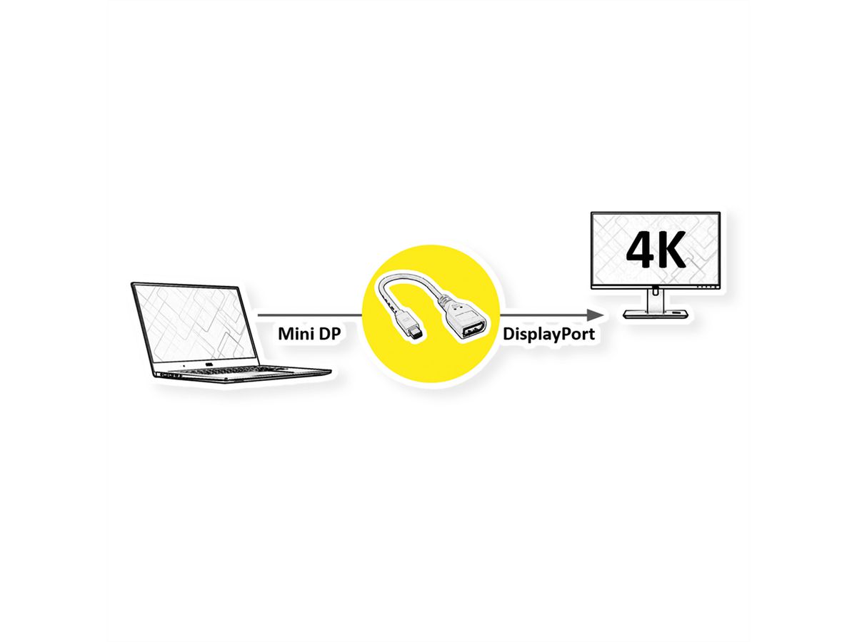 ROLINE DisplayPort Kabeladapter, DP BU - Mini DP ST