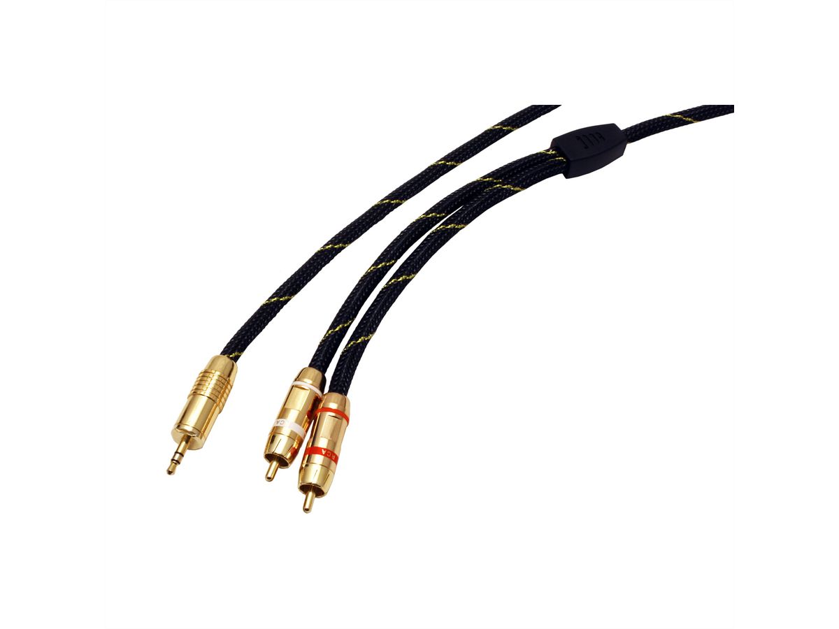 ROLINE GOLD Câble audio 3,5mm Stéréo - 2x RCA, M / M, Retail Blister, 10 m