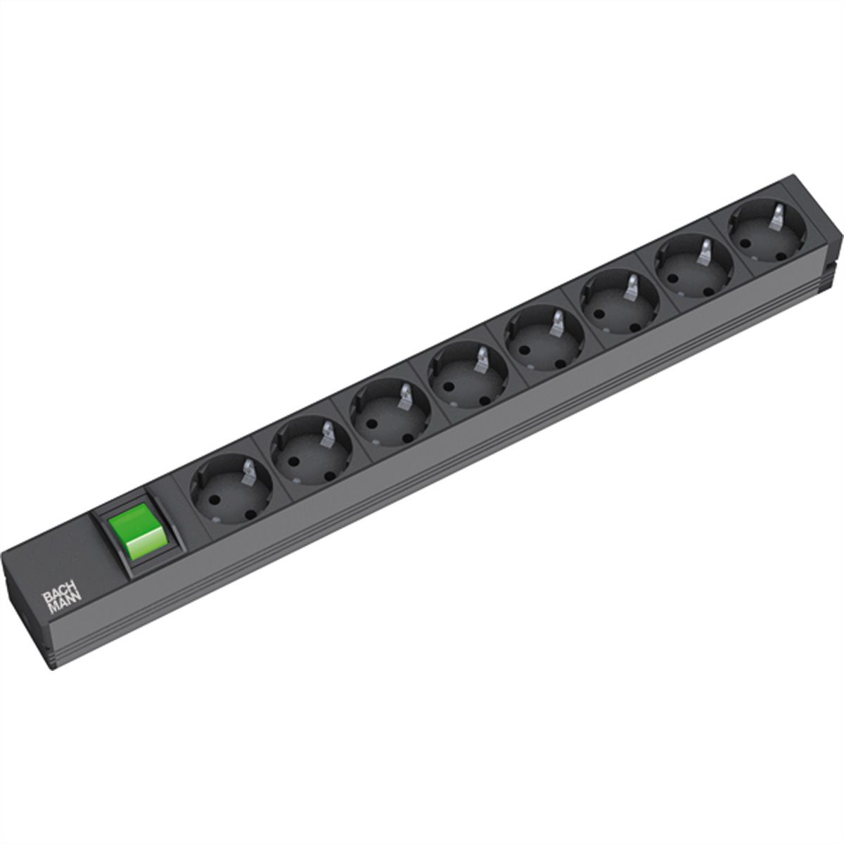 BACHMANN Bâti de prises 19" 8x, avec interrupteur, noir