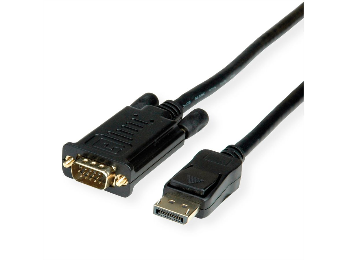 VALUE Câble DisplayPort-VGA, DP M - VGA M, noir, 1,5 m