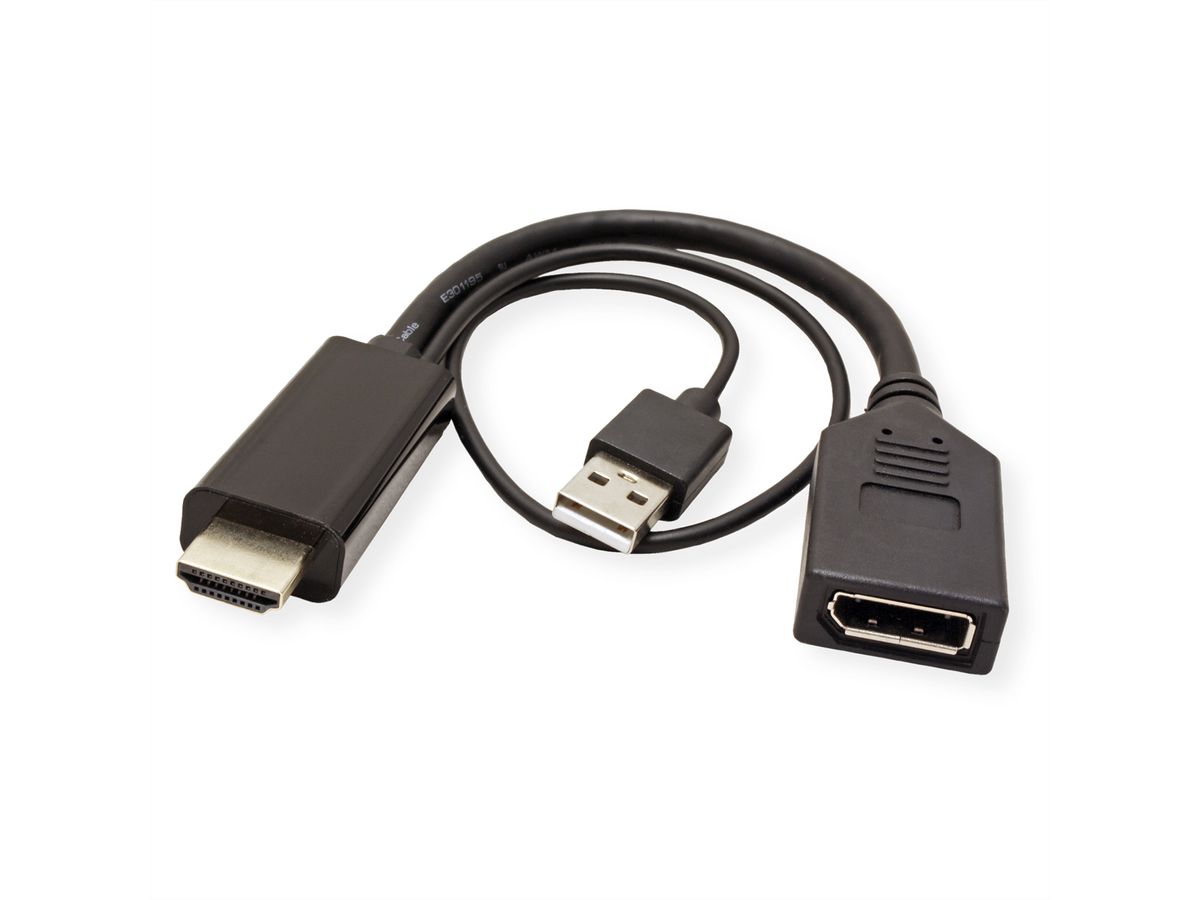 ROLINE Adaptateur HDMI - DisplayPort, v1.2, 4K, HDMI M - DP F, Actif