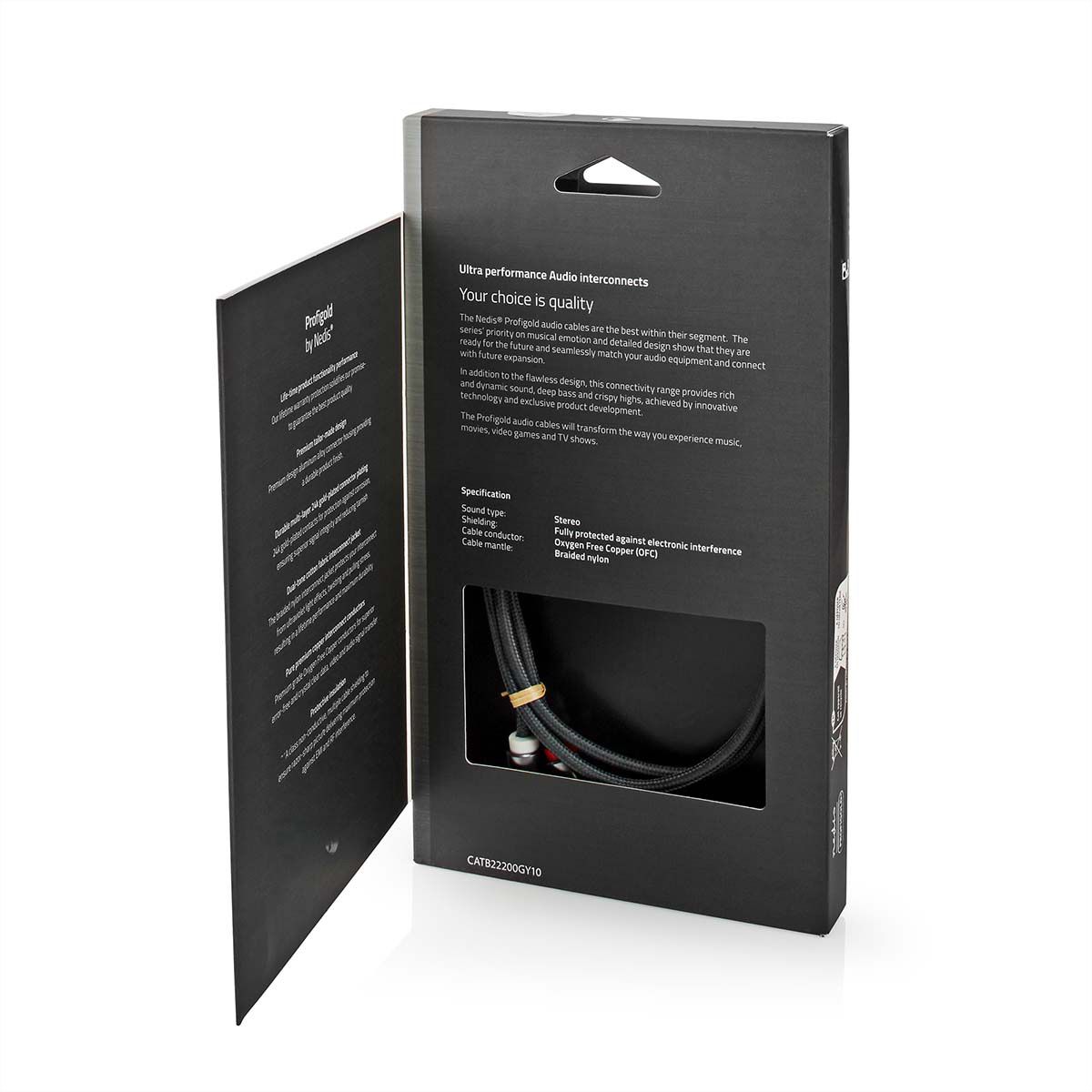 Câble audio stéréo Nedis, 1x jack ST, 2x RCA ST, gris, 1 m