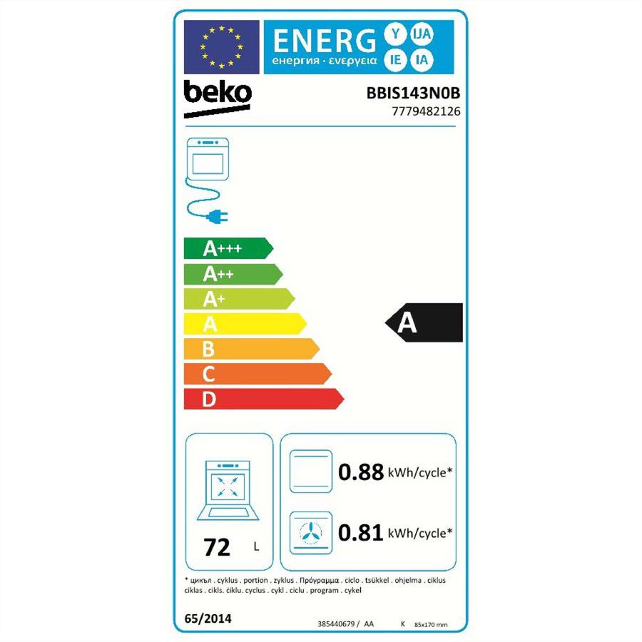 Beko Four & Cuisinière Set ,  BBIS143N0B_HIC 64401