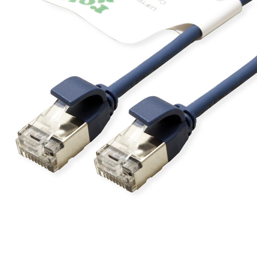 ROLINE GREEN U/FTP Patchkabel Cat.6A (Class EA), LSOH, slim, blau, 1,5 m