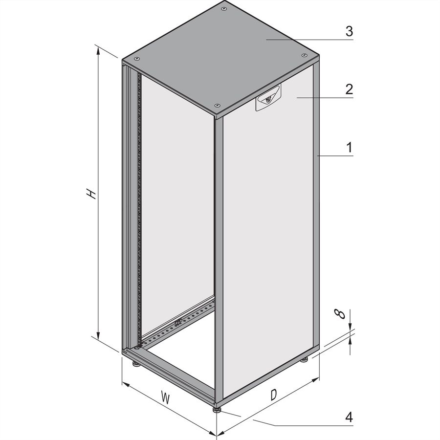Armoire Novastar SCHROFF sans porte ni panneau arrière, Heavy-Duty, RAL 7021/7035, 1745H 553W 800D