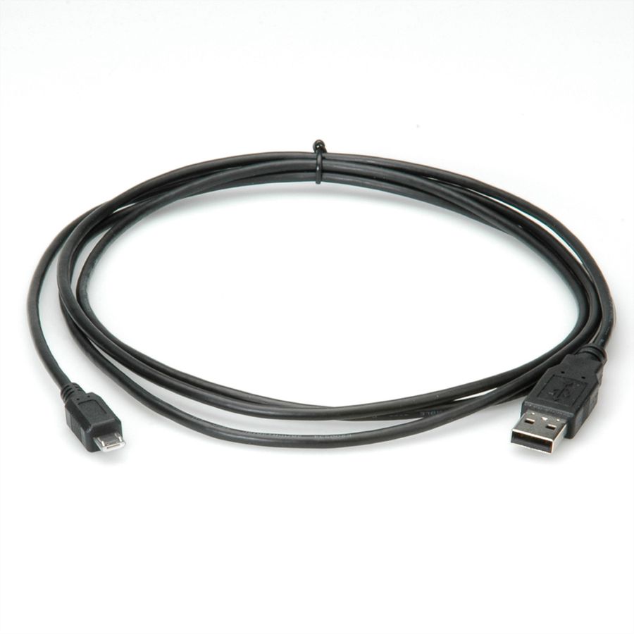 ROLINE USB 2.0 Kabel, USB A ST - Micro USB B ST, schwarz, 0,8 m