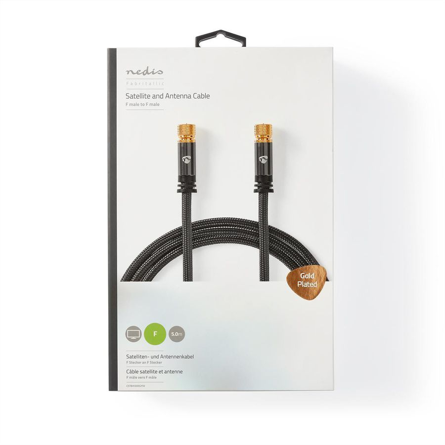 Nedis Câble d'antenne et de satellite M/M, gris, 5 m